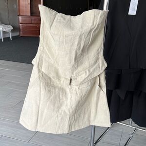 Elegant Cream Strapless Mini Dress